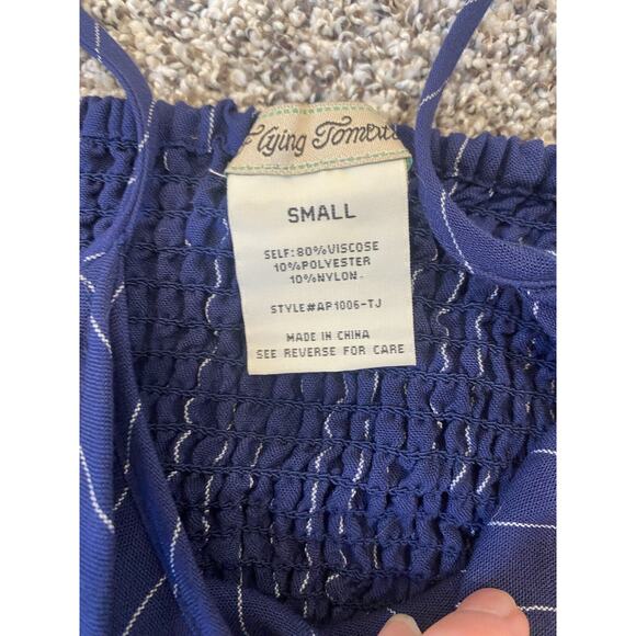 Flying Tomato Jumpsuit Womens Small Blue Nautical Lightweight Wide Leg Anthro - Picture 6 of 12